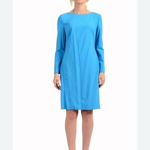 Hugo Boss Blue Responsible Long Sleeve Sheath Dress
